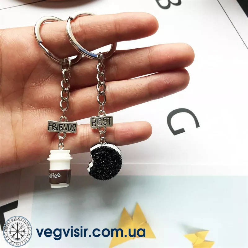 

Парные брелки для друзей BEST FRIENDS Oreo coffee две половинки брелоки лучшие друзья