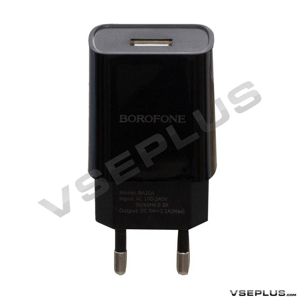 

СЗУ Borofone BA20A, с кабелем, Type-C, черный, 2.1 A