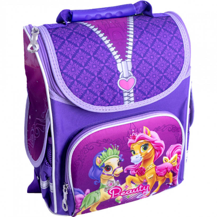 

Ортопедический школьный рюкзак с поняшками рюкзак-коробка SMILE, Фиолетовый