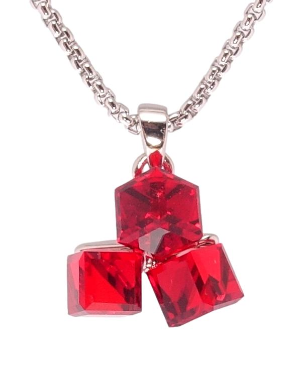 

Кулон Xuping Родий с кр-ми Swarovski на цепочке "Кристальные кубики Siam" длина 40-45см х 1мм