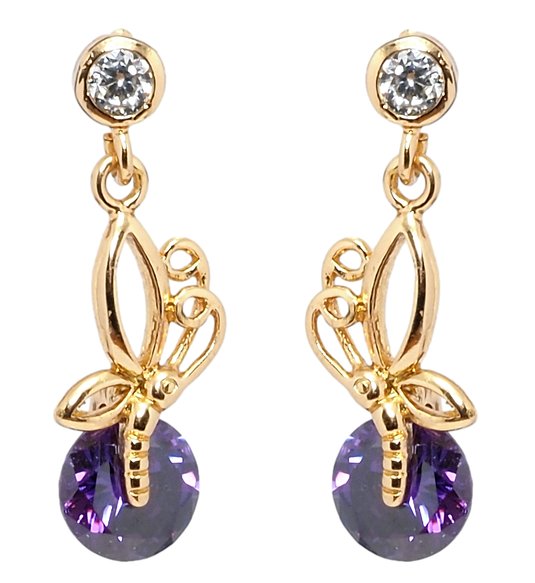 

Серьги Xuping Позолота 18K гвоздики (пусеты) "Бабочки с сиреневыми фианитами"