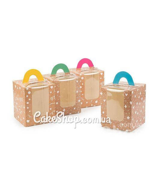 

Коробка для 1 кекса с цветной ручкой, 8,2х8,2х10см