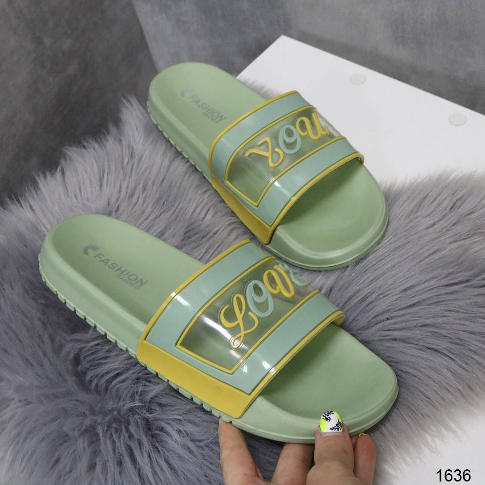 

Шлепанцы женские пляжные шлепки резиновые силиконовые Fashion Love зеленые