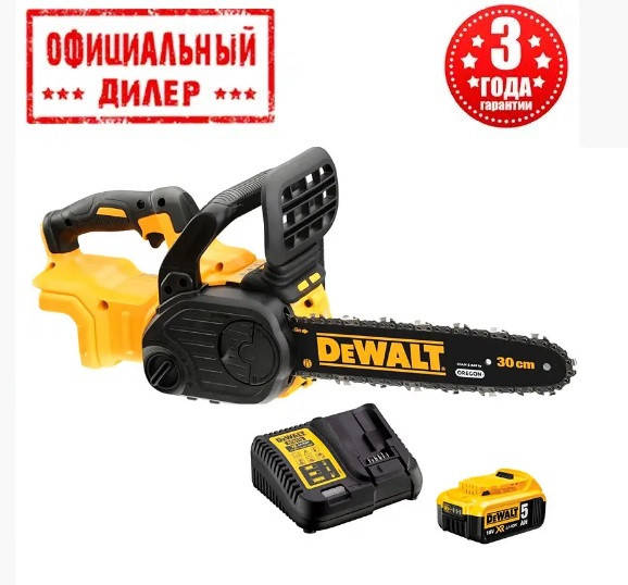 

Пила цепная аккумуляторная бесщёточная DeWALT DCM565P1 (18В, 5Ач, 30см)