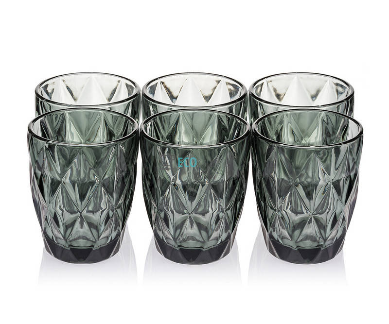 

Набір кольорових склянок 6шт Glassware 270 мл Сірий EK9009, Серый