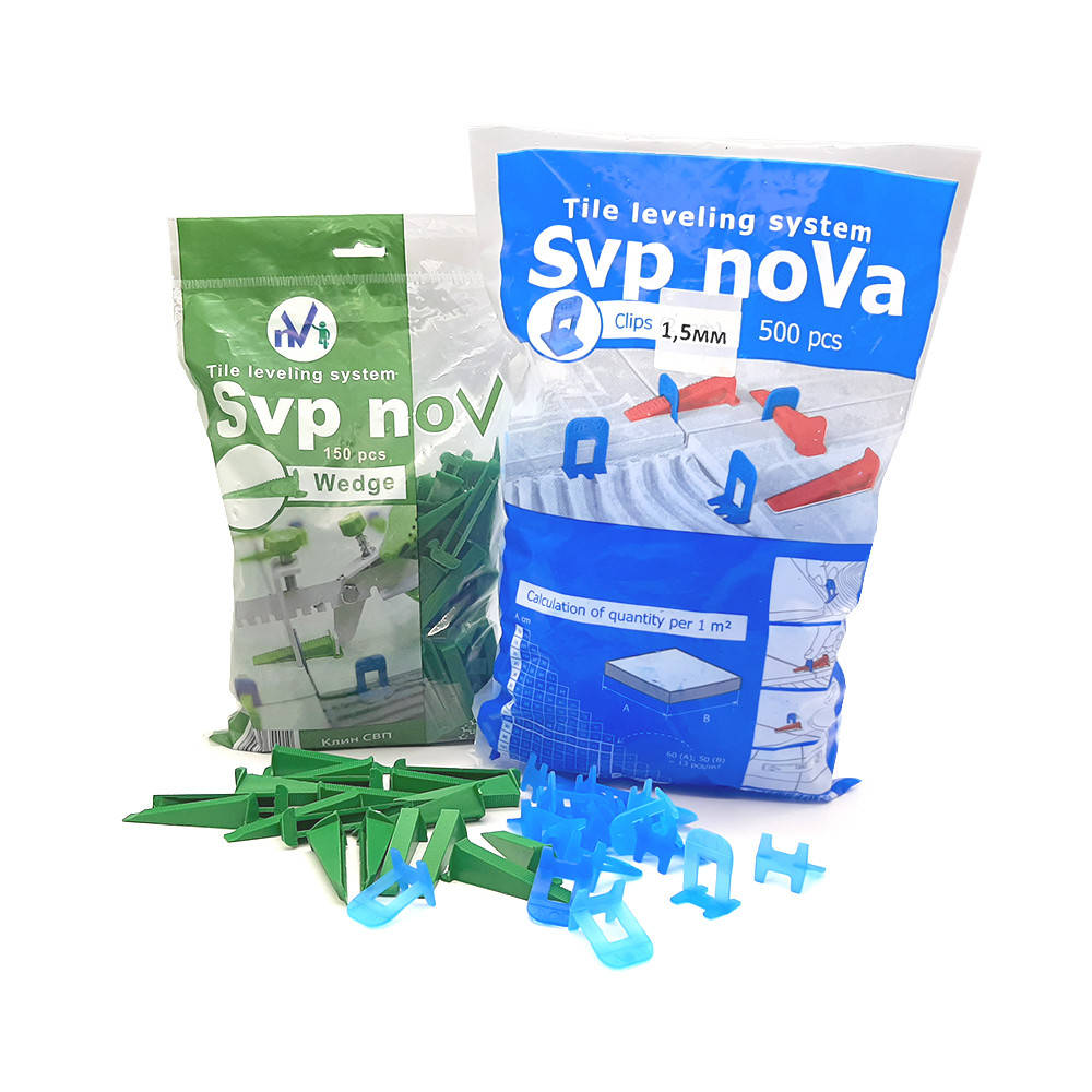 

Система выравнивания плитки NOVA - Комплект 500/150 (Основа 500шт 1,5мм + Клин 150шт )