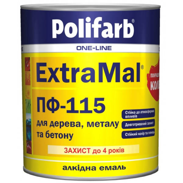 

Эмаль алкидная Polifarb ExtraMal ПФ-115 блакитний 0,9кг