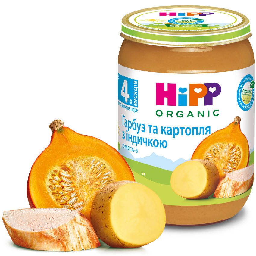 

Пюре тыква и картофель с индейкой HIPP от 4 месяцев 190 гр