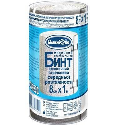 

Бинт эластичный ленточный средней растяжимости "Білосніжка", ширина 8 см*1 м