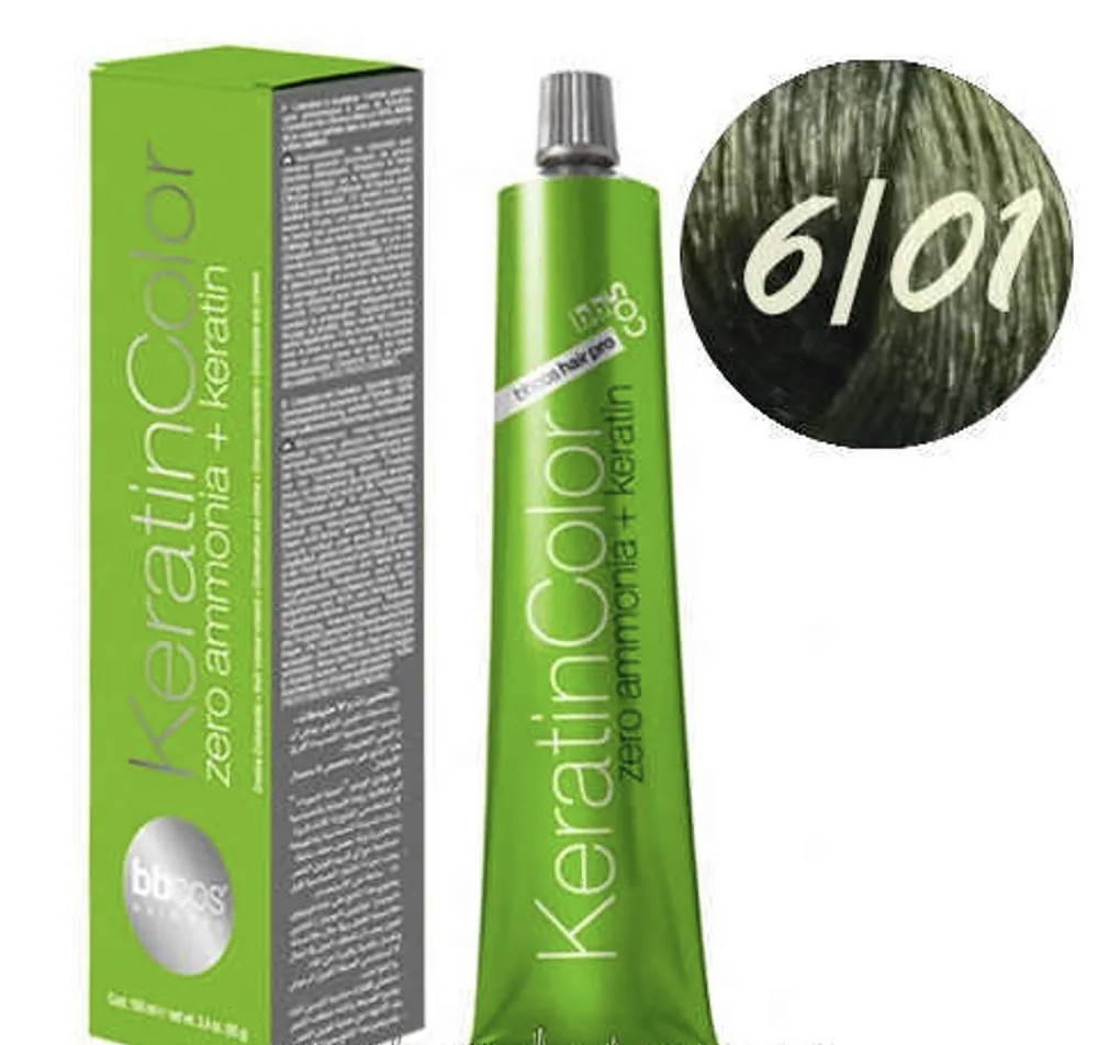 

6/01 Крем-фарба для волосся безаміачна BBCOS Keratin Color блондин темно-попелястий 100 мл