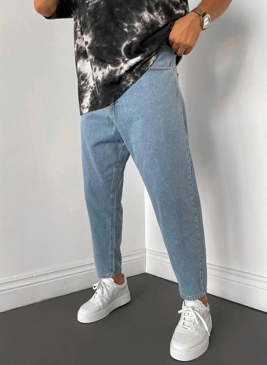 

Молодежные МОМ Jeans, турецкие Мом джинсы мужские светлые синие весна осень лето