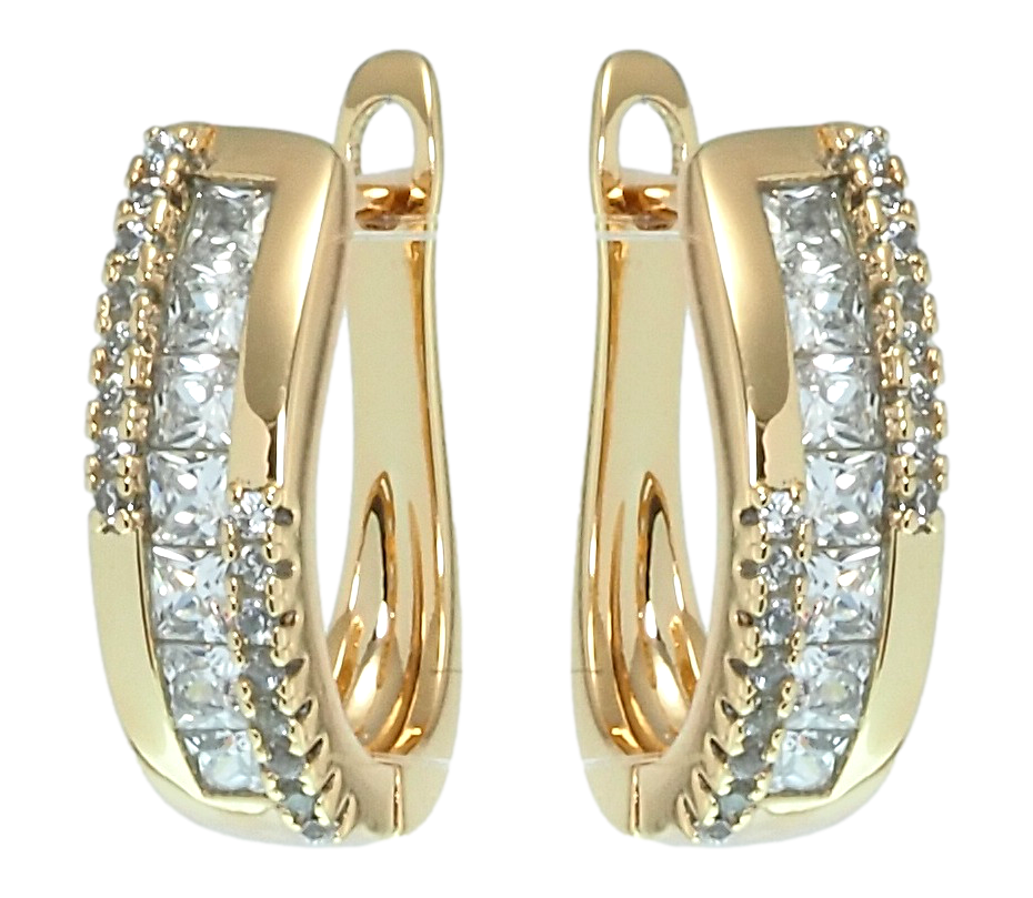 

Серьги Xuping Позолота 18K английский замок "Дорожки циркония"