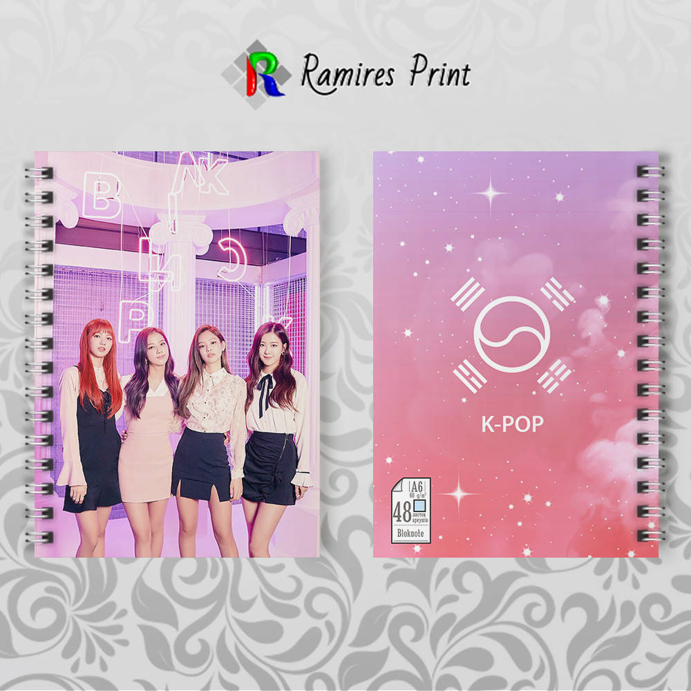 

Блокнот А6 пружина 48 л. клетка K-Pop Black Pink 010