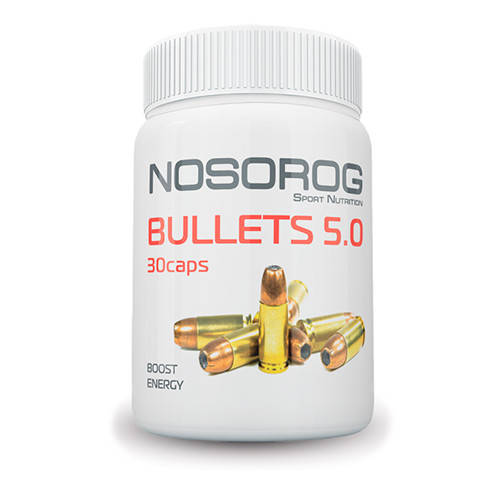 

Предтренировочный комплекс Nosorog BULLETS 5.0 + DMAA, 30 капсул
