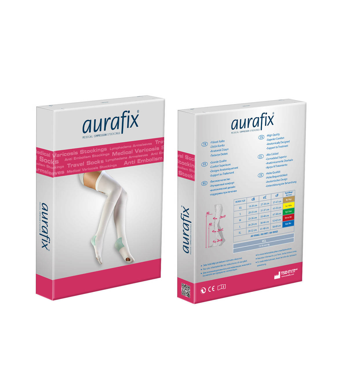 

Чулки антиэмболические Aurafix AV-99AG S, Белый