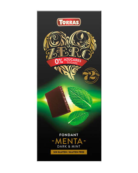 

Шоколад черный без сахара, без глютена TORRAS Zero с мятой 72%, 100 г