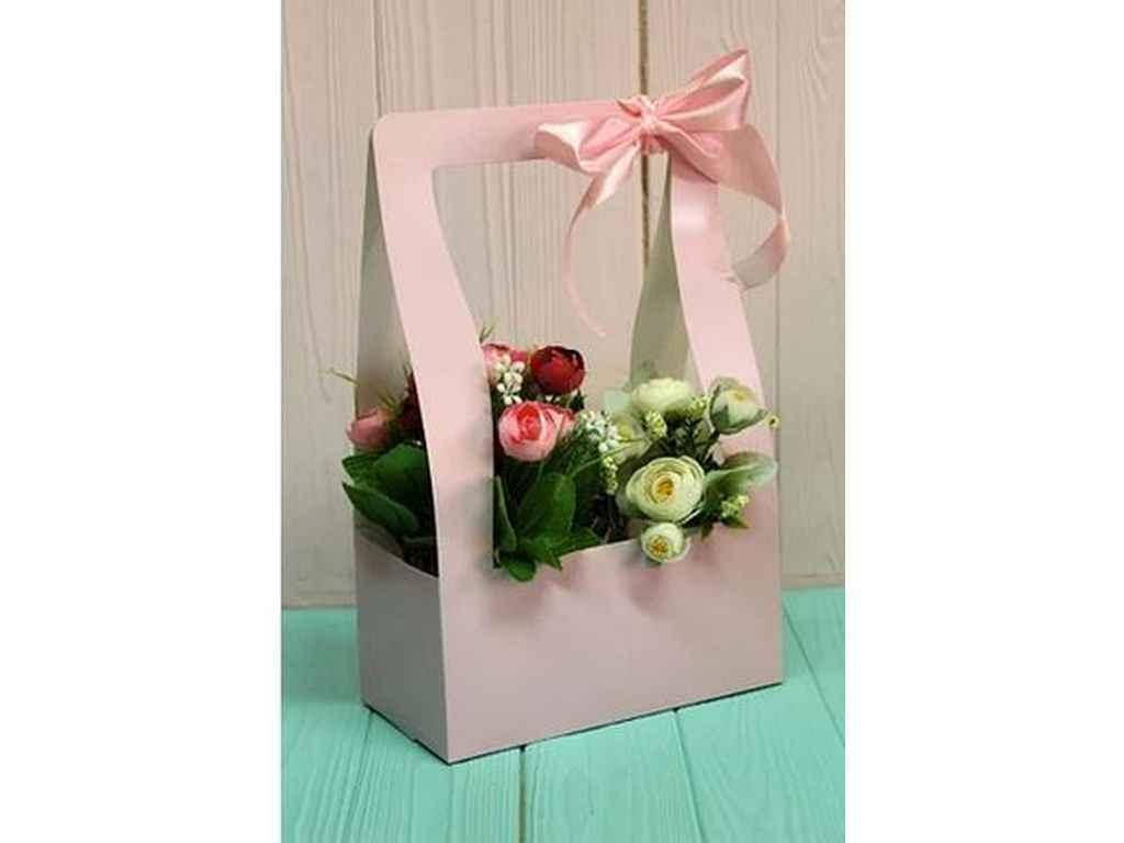 

Коробка для квітів Hand bag 10*20*32см. кол. Рожева пудра ТМ УПАКОВКИН