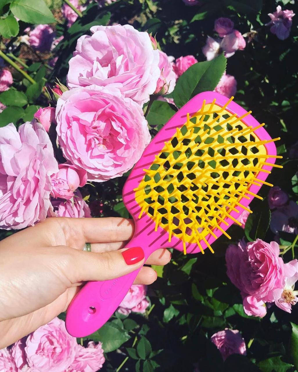 

Расческа Janeke Superbrush With Soft Moulded Tips 86SP226FY- розовая с жёлтым