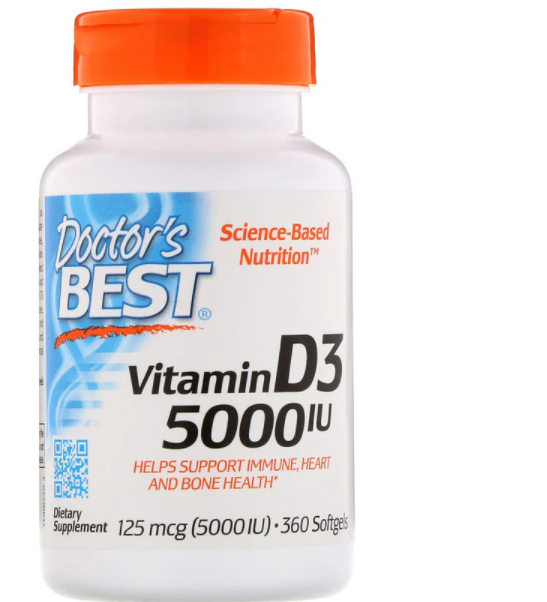 

Doctor's Best, Витамин D3, 125 мг (5000 МЕ), 360 мягких таблеток,витамин д3 5000 ме