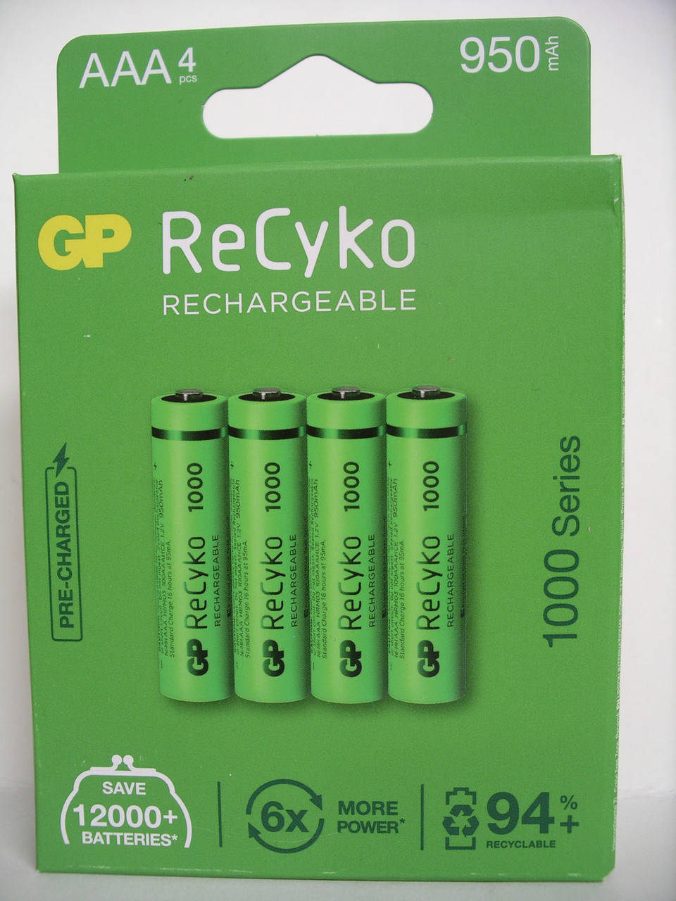 

Аккумуляторы GP ReCyko+, R03, AAA, 950mAh цена за 4 штуки в блистере