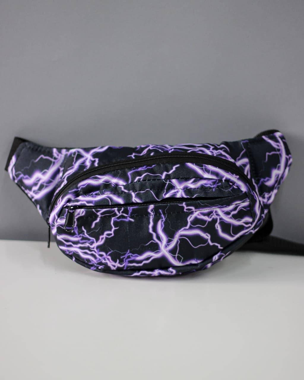 

Поясная сумка бананка с принтом унисекс Lightning, Черный