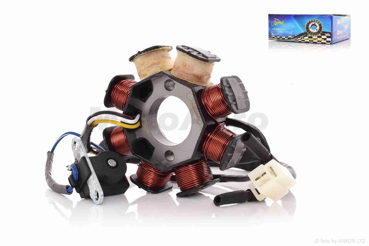 

Генератор (статор) GY6 50 6+2, 4 контакта, вертикальное крепление "LIPAI"