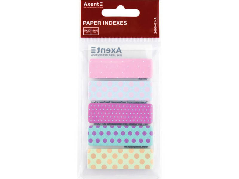 

Закладка бумажная Axent рисунок Dots 5х12х50мм 100шт прям. 2490-01