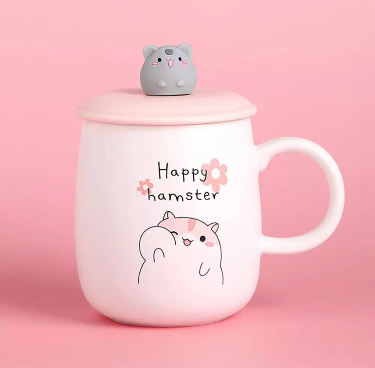 

Кружка с крышкой и ложкой Хомяк Happy hamster 5895 400 мл белая, Разные цвета