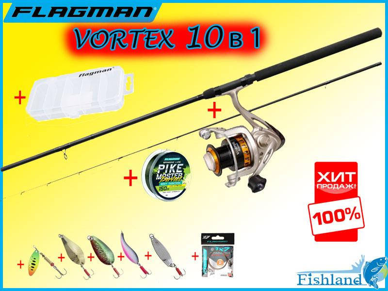 

Хит ! Набор на хищника 10в1 Спиннинг Flagman Катушка Леска Приманки Коробочка 2.4