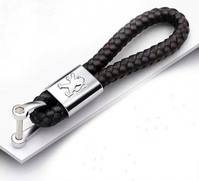 

Брелок шкіряний для автомобільних ключів Peugeot, Черный