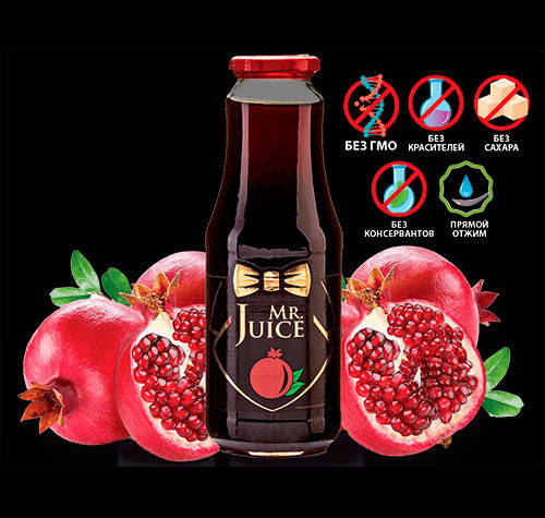 

Гранатовый сок прямого отжима Mr Juice, БЕЗ САХАРА 1L