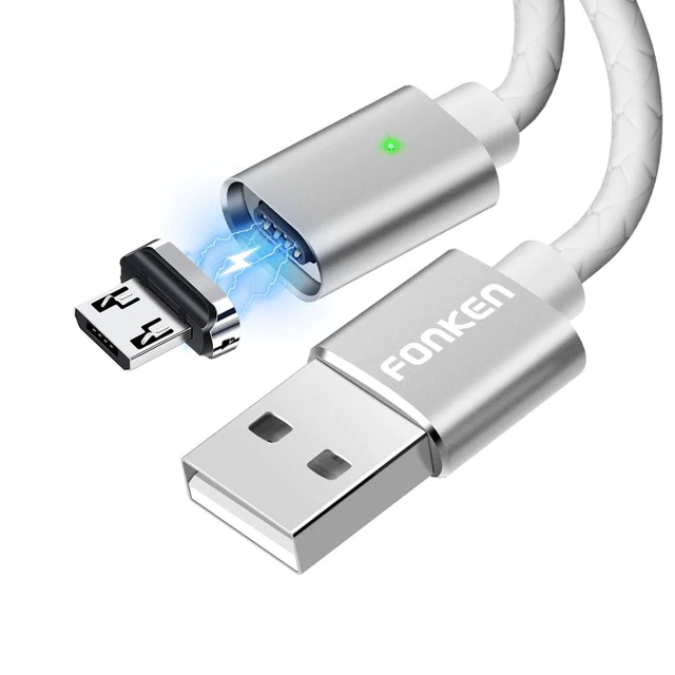 

Качественный MicroUSB кабель с разборным магнитным штекером 2.4А 1м, Белый