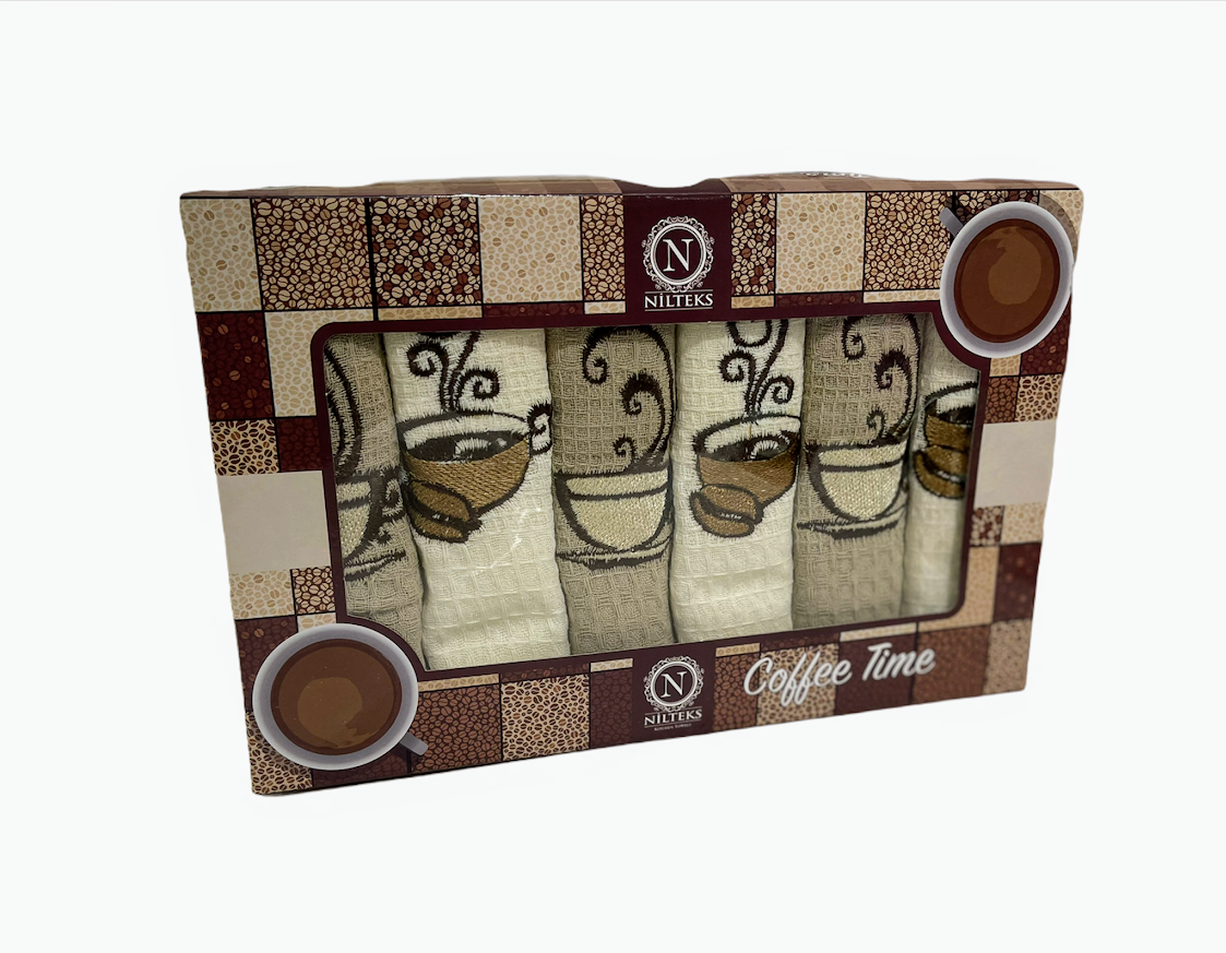 

Набор вафельных полотенец Nilteks хлопок 40-60 см 6 шт. бежевые, Бежевый