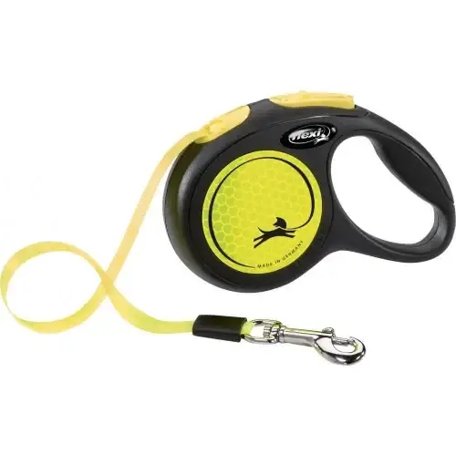 

Поводок-рулетка Flexi New NEON S для собак, 5 м, до 15 кг, желтый/неон