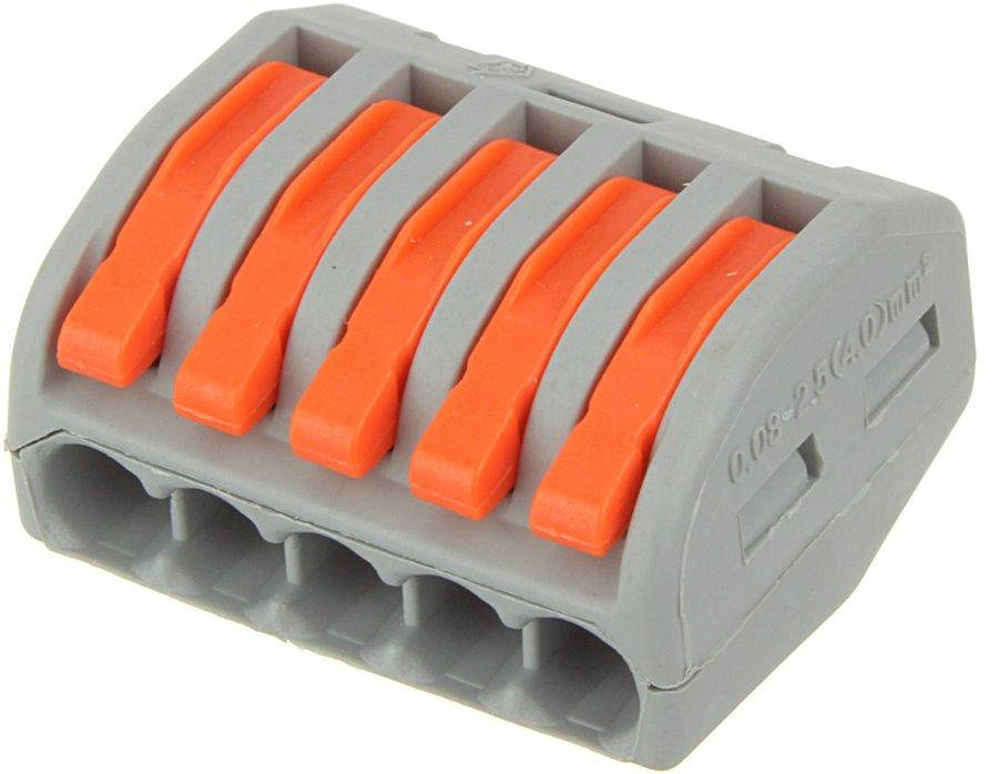 

Многоразовая клемма PCT-215 (типа WAGО 222) с рычагами на 5 контакта