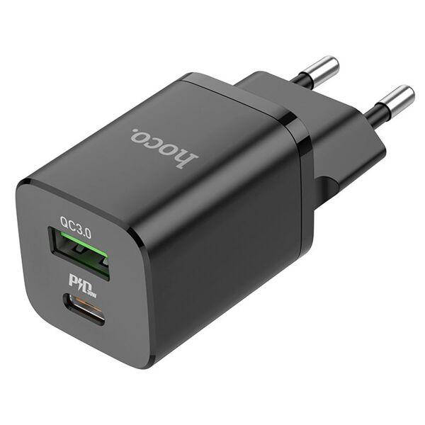 

Мережевий зарядний пристрій з швидкою зарядкою Hoco N13 PD 30W + QC3.0 Black, Черный