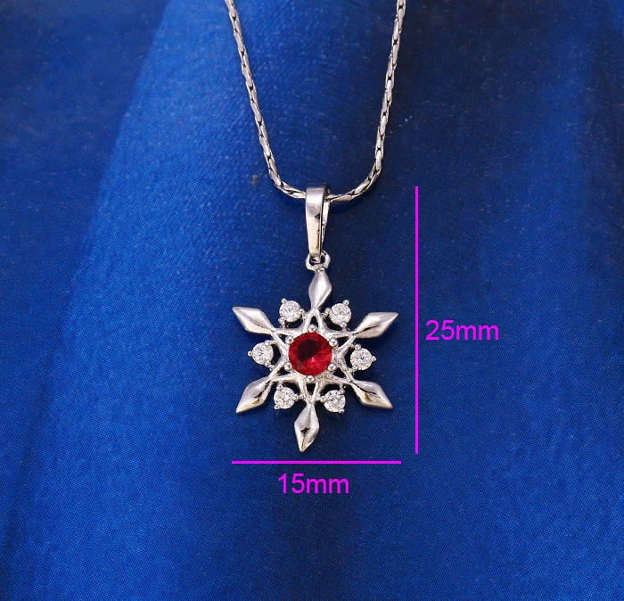 

Кулон, Снежинка с красным цирконием, родий Xuping