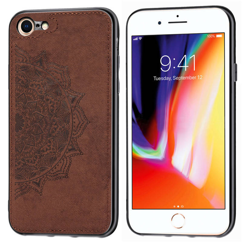 

Чехол Embossed для Iphone 6 / 6s бампер накладка тканевый коричневый