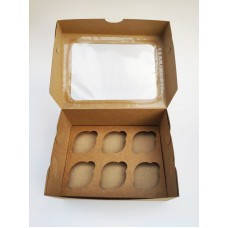 Коробка на 6 капкейков 240*180*110, Коричневый