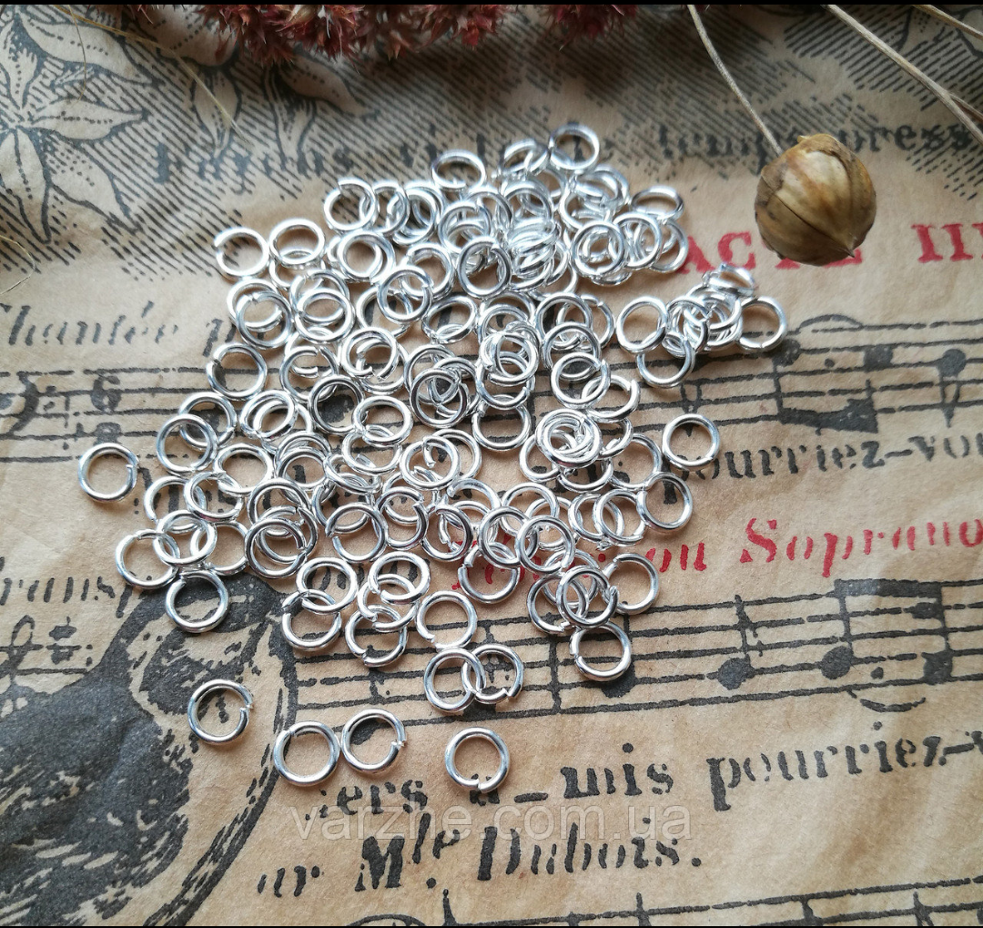 

З'єднувальне кільце, під срібло, 6 мм, 1 кг/упаковка