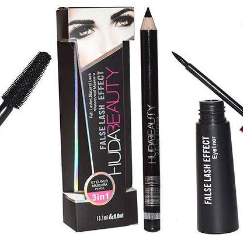 

Тушь + карандаш+ подводка Huda False Lash Effect, Черный