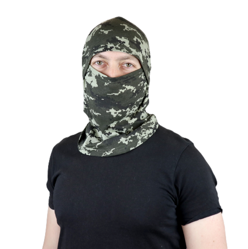

Балаклава тонкая тесно-зеленая летняя Хлопок Тактическая подшлемник Камуфляж пиксель  военная