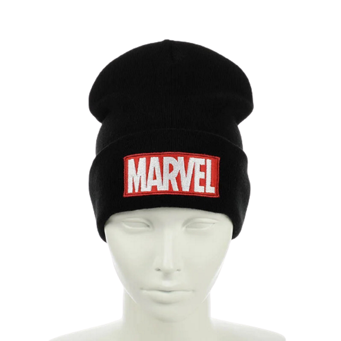 

Шапка "Marvel" Черная - молодежная шапка-лопата с отворотом, Черный
