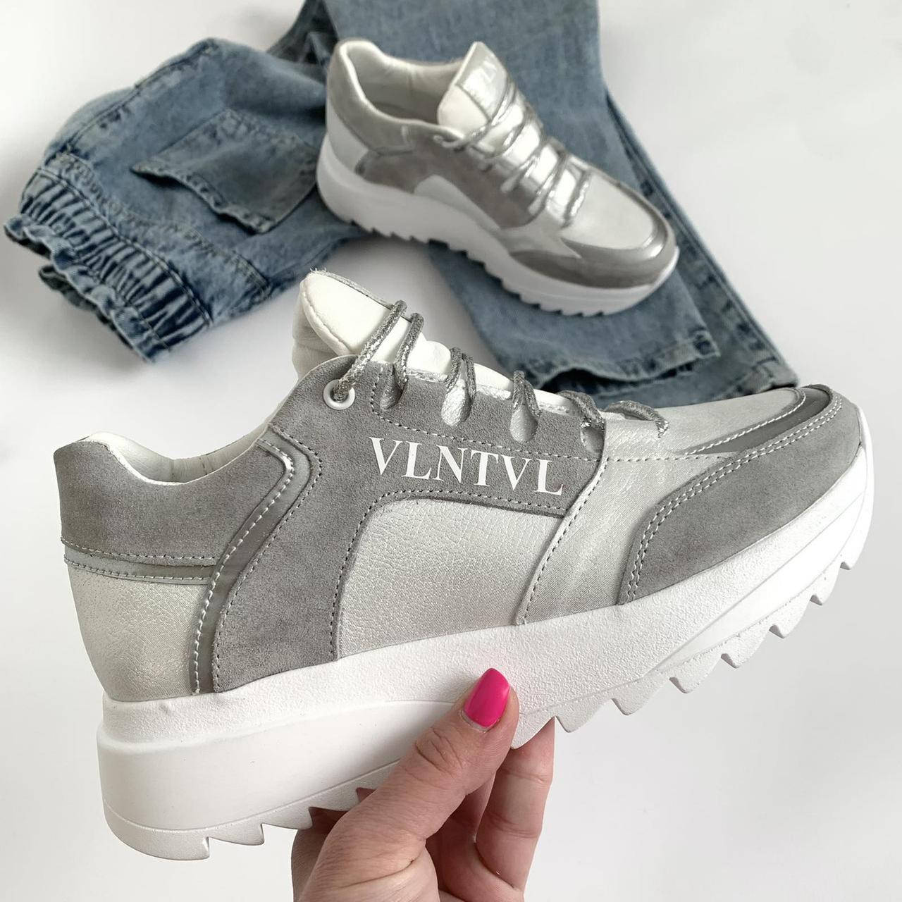 

Кроссовки женские кожаные серые (22192) 37, Серый