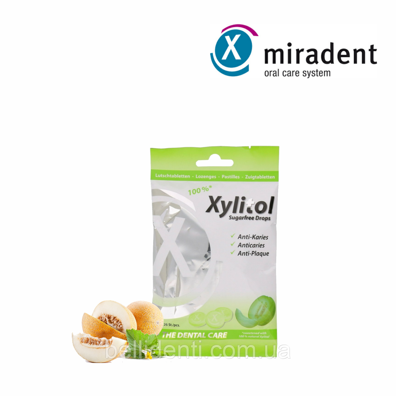 

Леденец с ксилитом miradent Xylitol Drops (дыня), 26 шт.