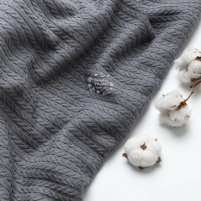 

Хлопковое полотно "косичка" цвет графитовый, ширина 230 см, Темно-серый