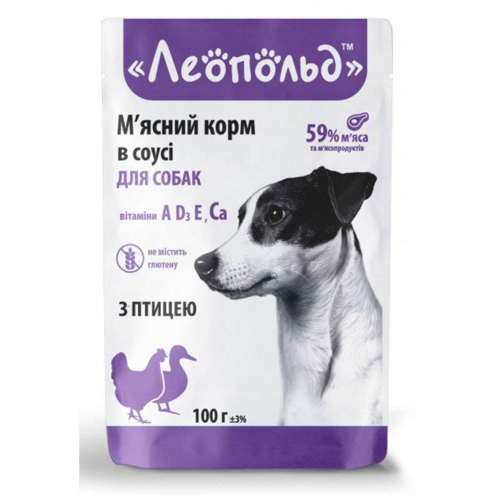 

Консервы "Леопольд" Мясной корм в соусе с птицей для собак 100 г