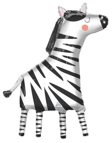 

А 36" Get Wild Zebra Shape. Шар фольгированный Зебра. В УП, Разные цвета