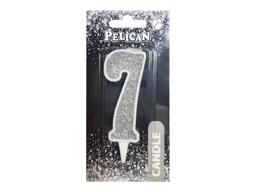 

Свічка для торта цифра 7 СРІБЛО 7см. 867027 ТМ PELICAN