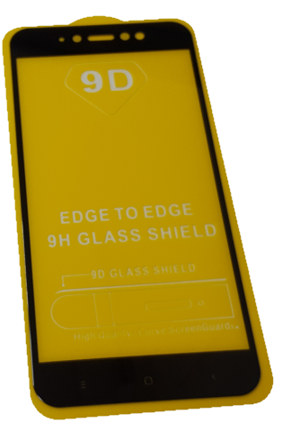 

Защитное стекло дисплея для Xiaomi Redmi Note 5A (закаленное стекло) 9D, черное, Черный